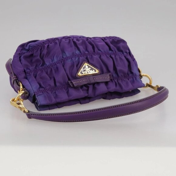 PRADA Accessory Pouch Nylon Purple Gold Auth - Picture 4 of 15